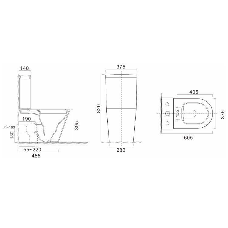 Newport Close Coupled Smart Bidet Japanese Toilet - Purificare