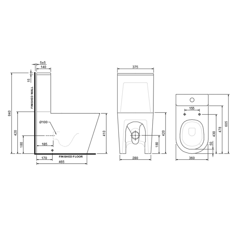 Newport Close Coupled Smart Bidet Japanese Toilet - Purificare