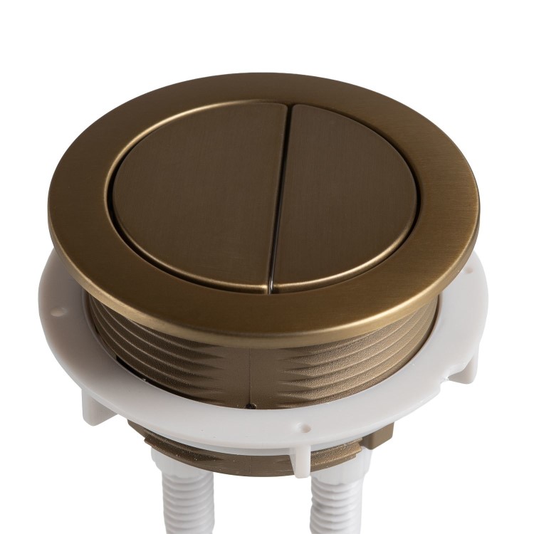 Matt Black Close Coupled Rimless Open Back Short Projection Toilet with Brushed Brass Button and Tornado Flush - Newport