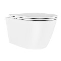 Matt White Wall Hung Rimless Short Projection Toilet with Soft Close Seat - Newport