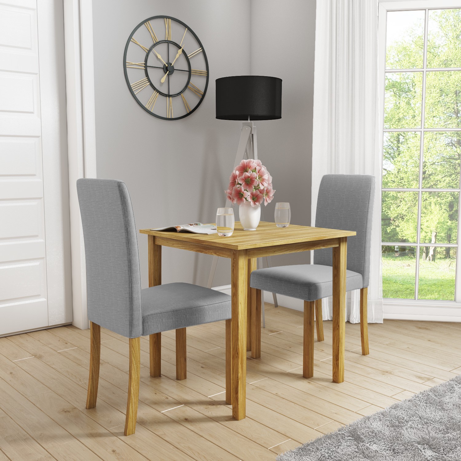 Details about New Haven Small Kitchen Dining Set With 10 Grey Upholstered Chairs
