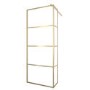 800mm Brushed Brass Grid Shower Screen for Wet Room & Walk In Shower with 300mm Hinged Panel - Nova