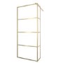 900mm Brushed Brass Grid Shower Screen for Wet Room & Walk In Shower with 300mm Hinged Panel - Nova