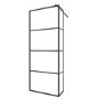 800mm Black Grid Shower Screen for Wet Room & Walk In Shower with 300mm Hinged Panel - Nova