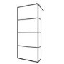 900mm Black Grid Shower Screen for Wet Room & Walk In Shower with 300mm Hinged Panel - Nova
