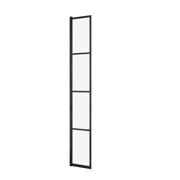 900mm Black Grid Shower Screen for Wet Room & Walk In Shower with 300mm Hinged Panel - Nova