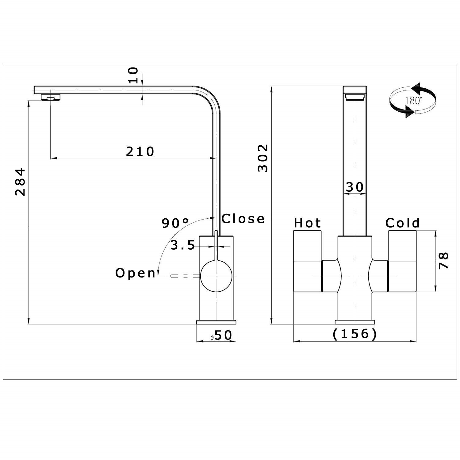 Taylor Moore Twin Lever Chrome Monobloc Kitchen Sink Tap