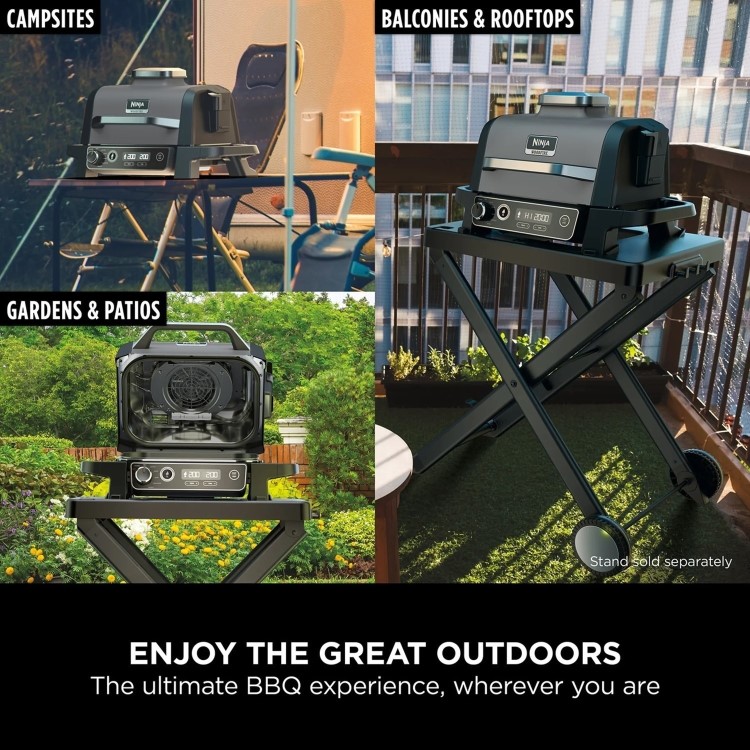 Refurbished Ninja OG701UKGRILLKIT Electric BBQ Grill & Smoker with Cover and Stand