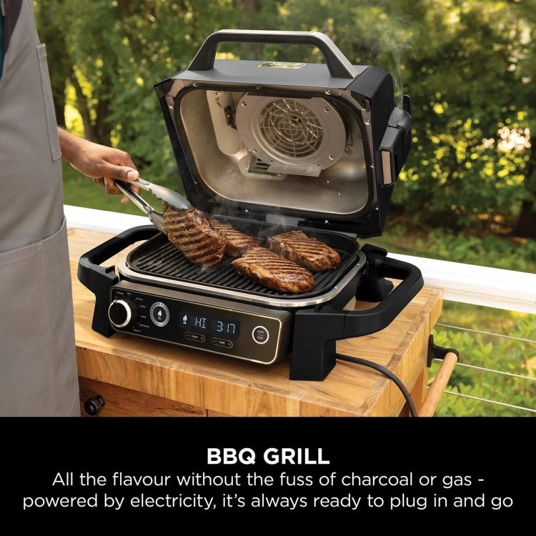 Refurbished Ninja OG701UKGRILLKIT Electric BBQ Grill & Smoker with Cover and Stand