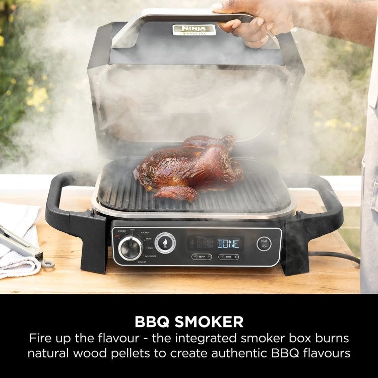 Refurbished Ninja OG701UKGRILLKIT Electric BBQ Grill & Smoker with Cover and Stand