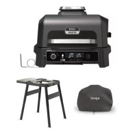 Ninja OG850UK Woodfire XL Electric BBQ Grill & Smoker - Black/Grey with Stand and Cover