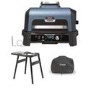 Ninja OG901UK Woodfire Pro Connect XL Electric BBQ Grill & Smoker - Black/Blue with Stand and Cover