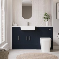 1500mm Blue Toilet and Sink Unit with Storage Unit & Chrome Fittings - Ontario 1500mm Blue Toilet and Sink Unit with Storage Unit & Chrome Fittings - Ontario