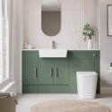 BUN/A1/ONT600BVUP/99573 ONLY OPENED - 1500mm Green Toilet and Sink Unit with Storage Unit & Chrome Fittings - Ontario