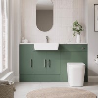 1500mm Green Toilet and Sink Unit with Storage Unit & Chrome Fittings - Ontario 1500mm Green Toilet and Sink Unit with Storage Unit & Chrome Fittings - Ontario