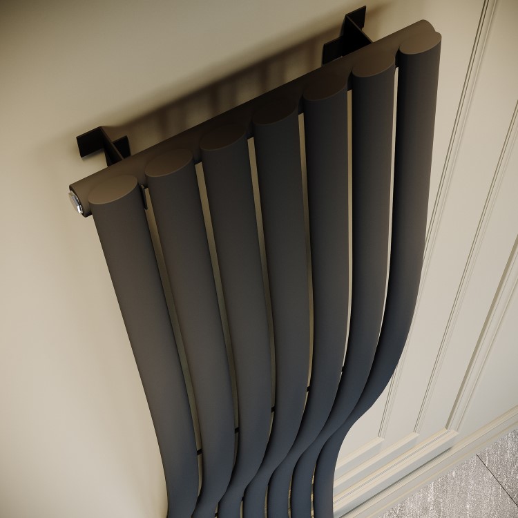 Anthracite Vertical Wave Designer Single Panel Radiator 1800 x 400mm - Opala
