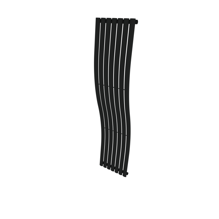 Black Vertical Wave Designer Single Panel Radiator 1800 x 400mm - Opala