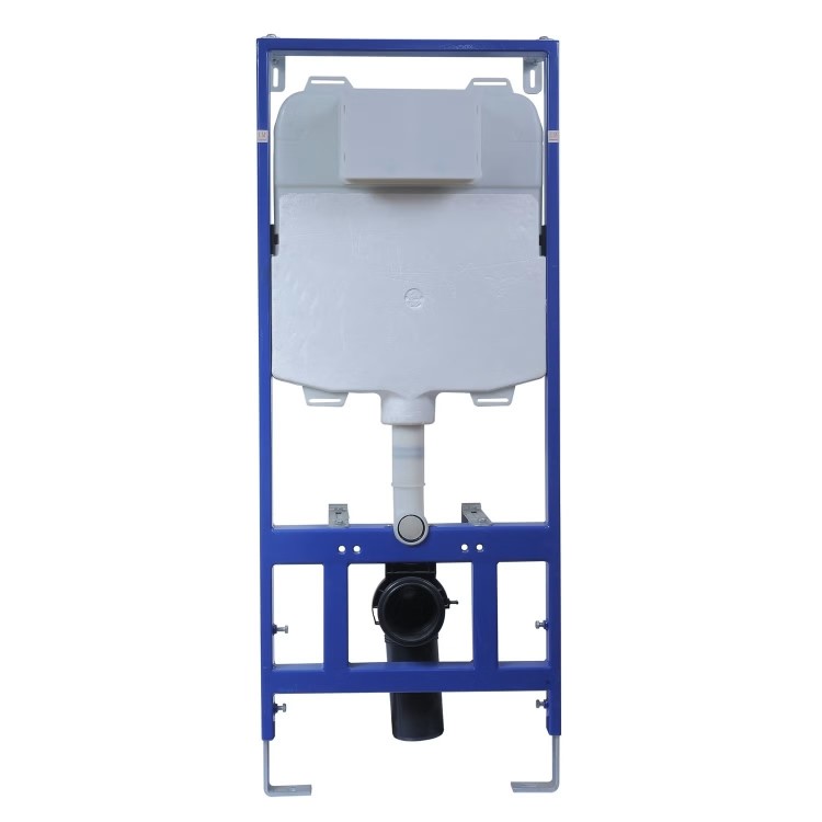 Fluted Wall Hung Rimless Toilet with Soft Close Seat, Chrome Mechanical Flush Plate, 1168mm Frame & Cistern – Oregon