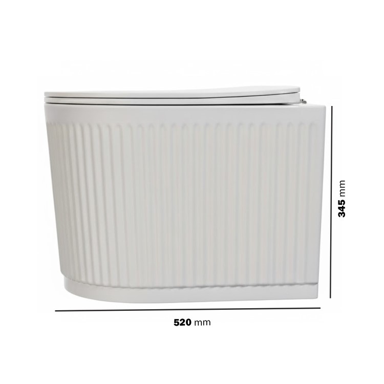 Fluted Wall Hung Rimless Short Projection Toilet with Soft Close Seat - Oregon