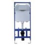 Fluted Wall Hung Rimless Toilet with Soft Close Seat, Matt Black Mechanical Flush Plate, 1168mm Frame & Cistern – Oregon