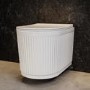 Fluted Wall Hung Rimless Toilet with Soft Close Seat, Matt Black Pneumatic Flush Plate, 820mm Frame & Cistern – Oregon