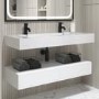 1200mm White Wall Hung Double Vanity Unit with Rectangular Basin - Oslo