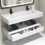1200mm White Wall Hung Double Vanity Unit with Rectangular Basin - Oslo