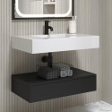 BUN/OSL800/95415 800mm Black Wall Hung Vanity Unit with Basin - Oslo