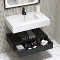 800mm Black Wall Hung Vanity Unit with Rectangular Basin - Oslo