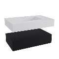 800mm Black Wall Hung Vanity Unit with Rectangular Basin - Oslo