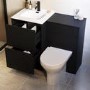 1000mm Black Toilet and Sink Unit with Round Toilet and Black Push Button - Palma