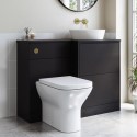 BUN/PALB600/92723 1100mm Black Right Hand Toilet and Sink Unit with Triangular Countertop Basin and Brass Fittings - Palma