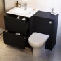 1100mm Black Toilet and Sink Unit with Round Toilet and Chrome Push Button - Palma