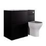 1100mm Black Toilet and Sink Unit with Round Toilet and Chrome Push Button - Palma