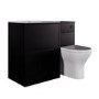 1100mm Black Toilet and Sink Unit with Round Toilet and Matt Black Push Button - Palma