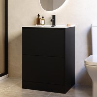600mm Black Freestanding Vanity Unit with Basin - Palma