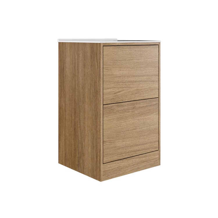 500mm Oak Wood Effect Freestanding Vanity Unit with Basin - Palma