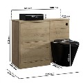1100mm Wood Effect Toilet and Sink Unit Left Hand with Black Toilet Basin & Fittings - Palma
