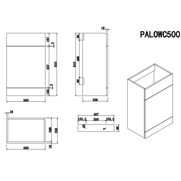1100mm Wood Effect Toilet and Sink Unit Right Hand with Black Toilet Basin & Fittings - Palma