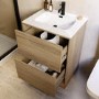 600mm Oak Wood Effect Freestanding Vanity Unit with Basin - Palma