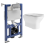 Palma Wall Hung Toilet 820mm Pneumatic Frame & Cistern & Chrome Flush Plate