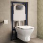 Palma Wall Hung Toilet 1160mm Pneumatic Frame & Cistern & Chrome Flush Plate
