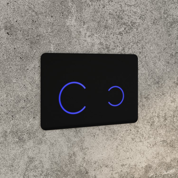 1168mm Wall Hung Toilet Frame & Black Glass Sensor Flush Plate with Concealed Cistern - Elira