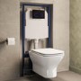 Palma Wall Hung Toilet 1160mm Pneumatic Frame & Cistern & Black Glass Flush Plate