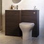 1000mm Walnut Wood Effect Toilet and Sink Unit with Round Toilet and Chrome Push Button - Palma
