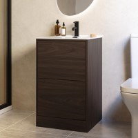 500mm Walnut Effect Freestanding Vanity Unit with Basin - Palma