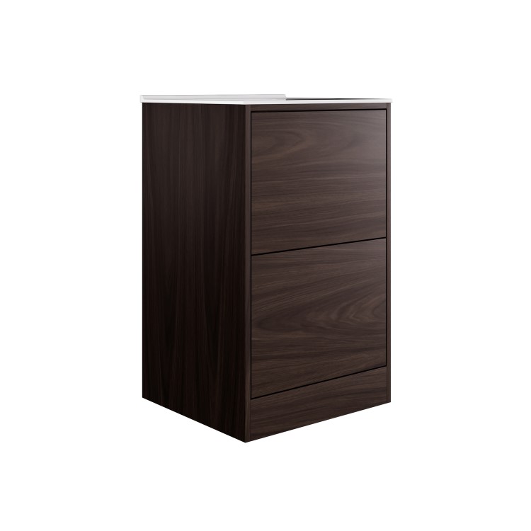 500mm Walnut Effect Freestanding Vanity Unit with Basin - Palma