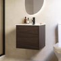 500mm Walnut Wood Effect Wall Hung Vanity Unit with Basin - Palma