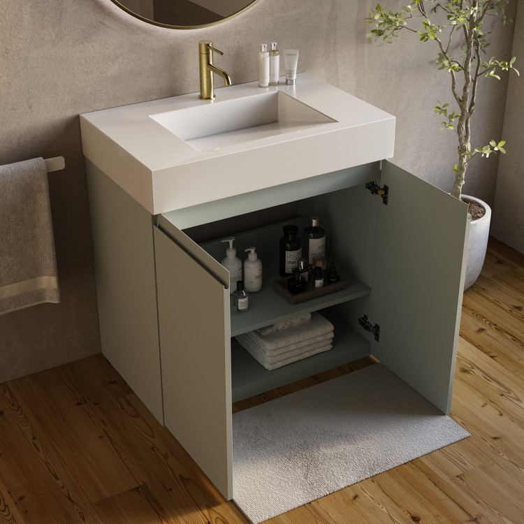800mm Green Freestanding Vanity Unit with Basin - Panama