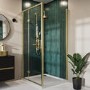 Brushed Brass 8mm Glass Rectangular Hinged Shower Enclosure 1000x900mm - Pavo